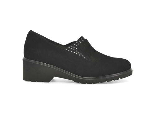 Melluso Mocassino Donna Nero in Camoscio con Borchie